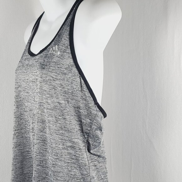 adidas Women's Grey Black Silver Keyhole Activewear Racerback Tank Top Size L - Picture 5 of 9